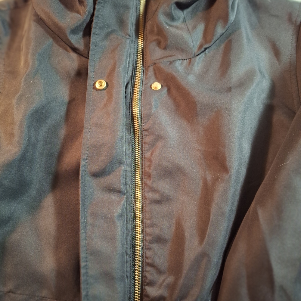 Sale🎯 Zara. NWOT. Black Trench Coat Zippered Hood And Adjustable Sleeves Size S - Picture 7 of 15